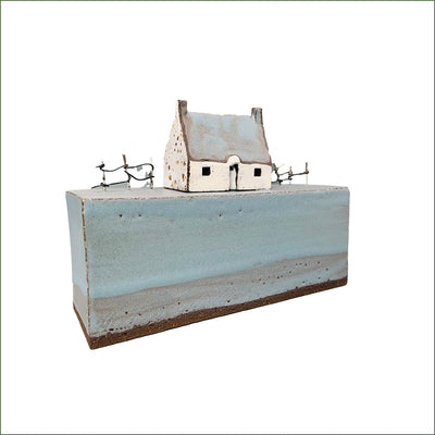 Pauline Montgomery - Bothy on Fenced Plinth (blue roof & white door)
